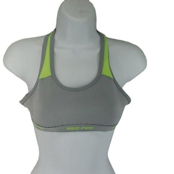 Nike Pro Dri Fit Neon and Grey Sports‎ Bra Size Medium - Picture 1 of 8